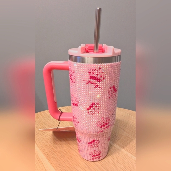 NWT Juicy Couture Glam Sparkly Rhinestone Insulated Hot/Cold Travel Mug/Tumbler - Picture 1 of 13